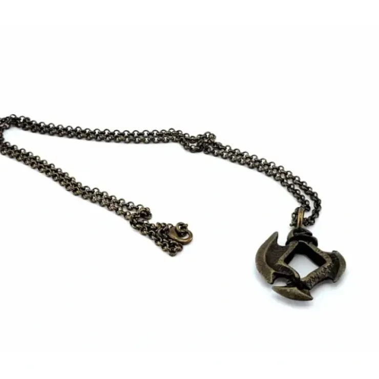 Dice>Dice Pendant Necklace 'Axe Blade' with Old Brass Finish - Holds a 12mm D6 - Your Source for Gaming Essentials