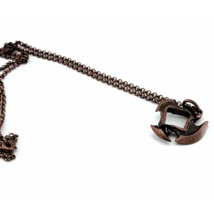 Dice>Dice Pendant Necklace 'Axe Blade' with Old Copper Finish - Holds a 12mm D6 - Your Source for Gaming Essentials