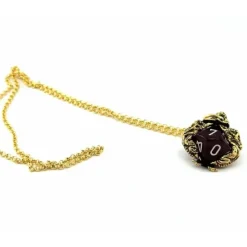 Dice>Dice Pendant Necklace 'Dragons' with Gold-Color Finish - Holds a D10 - Your Source for Gaming Essentials
