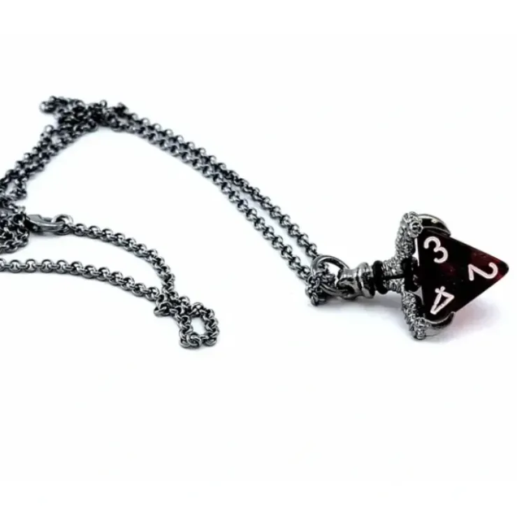 Dice>Dice Pendant Necklace with Gunmetal Gray Finish - Holds a D4 - Your Source for Gaming Essentials
