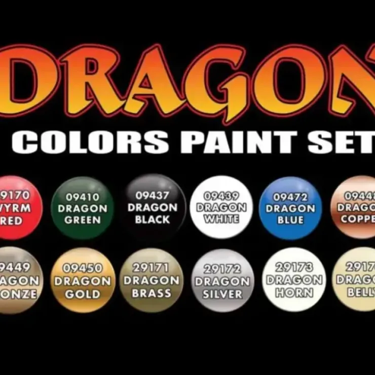 Tabletop Miniatures>Dragon Colors Paint Set #09917 (12 Bottles) - Your Source for Gaming Essentials