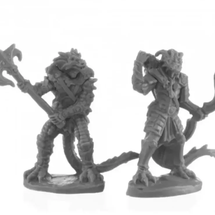 Tabletop Miniatures>Dragonfolk Fighter and Ranger #44146 Bones Black Unpainted Plastic Figures - Your Source for Gaming Essentials