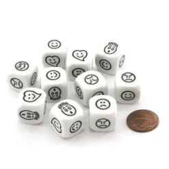 Dice>10 D6 Smiley Face Emotions Dice - Happy, Sad, Surprised, Anger, Love, Confusion - Your Source for Gaming Essentials