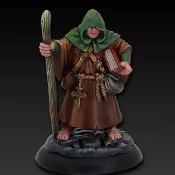 Tabletop Miniatures>Dungeon Dwellers Human Monk, Brother Hammond #07027 Bones USA Unpainted Plastic - Your Source for Gaming Essentials