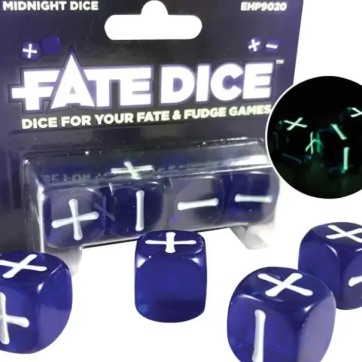 Dice>Fate Dice: Midnight Dice (Single-Player Pack, 4 Dice) - Your Source for Gaming Essentials