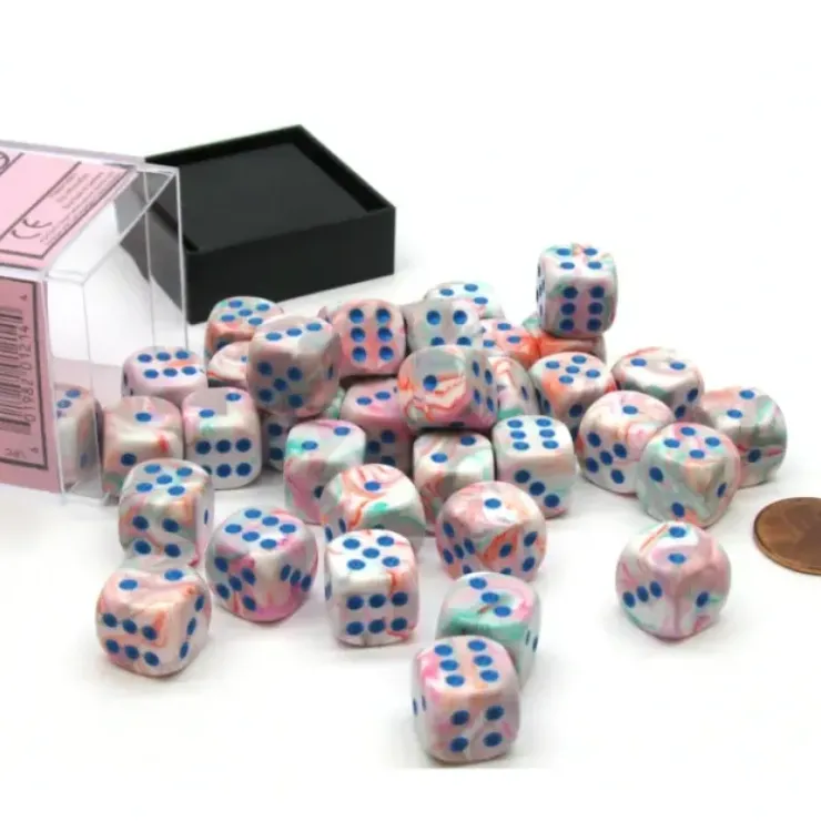 Dice>Festive 12mm D6 Chessex Dice Block (36 Dice) - Pop Art with Blue Pips - Your Source for Gaming Essentials