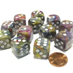 Dice>Festive 16mm D6 Chessex Dice Block (12 Dice) - Carousel with White Pips - Your Source for Gaming Essentials
