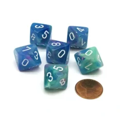Dice>Festive 16mm D10 (0-9) Chessex Dice, 6 Pieces - Waterlily with White Numbers - Your Source for Gaming Essentials