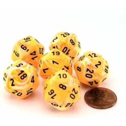 Dice>Festive 20mm D20 Chessex Dice, 6 Pieces - Sunburst with Black Numbers - Your Source for Gaming Essentials