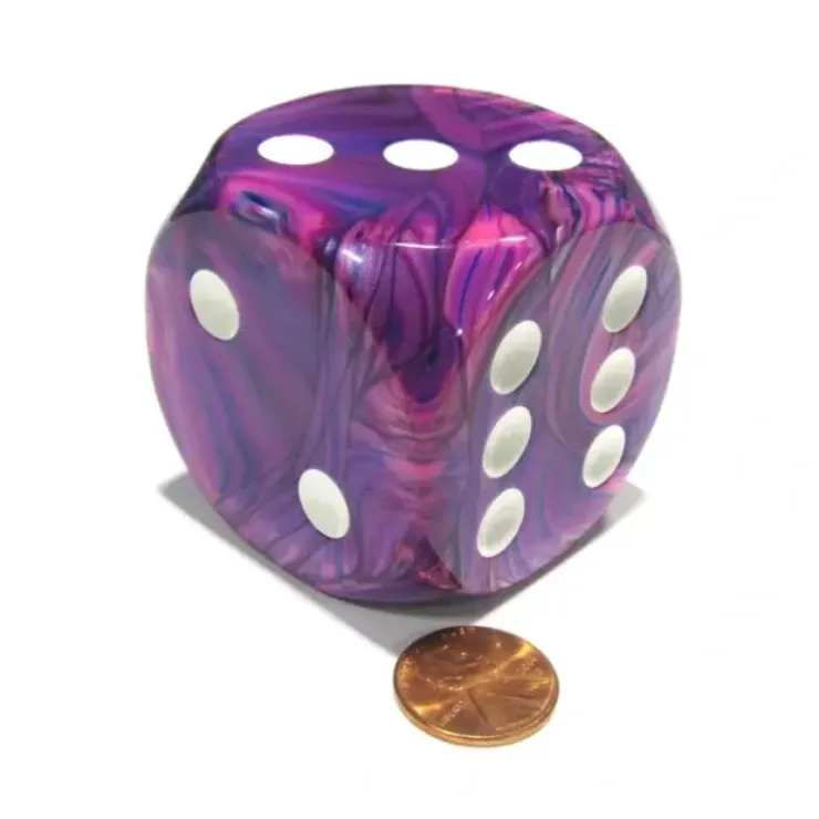 Dice>Festive 50mm Huge Large D6 Chessex Dice, 1 Piece - Violet with White Pips - Your Source for Gaming Essentials