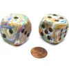 Dice>Festive 30mm Large D6 Chessex Dice, 2 Pieces - Vibrant with Brown Pips - Your Source for Gaming Essentials