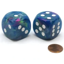 Dice>Festive 30mm Large D6 Chessex Dice, 2 Pieces - Waterlily with White Pips - Your Source for Gaming Essentials