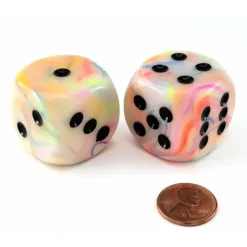 Dice>Festive 30mm Large D6 Chessex Dice, 2 Pieces - Circus with Black Pips - Your Source for Gaming Essentials