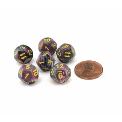 Dice>Festive 12mm Mini 12 Sided D12 Dice, 6 Pieces - Mosaic with Yellow Numbers - Your Source for Gaming Essentials