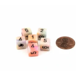 Dice>Festive 9mm Mini 6 Sided D6 Dice, 6 Pieces - Circus with Black Numbers - Your Source for Gaming Essentials