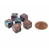 Dice>Festive 9mm Mini 6 Sided D6 Dice, 6 Pieces - Mosaic with Yellow Numbers - Your Source for Gaming Essentials