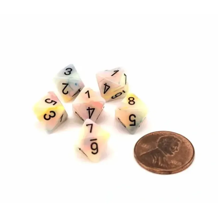 Dice>Festive 9mm Mini 8 Sided D8 Dice, 6 Pieces - Circus with Black Numbers - Your Source for Gaming Essentials