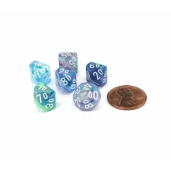 Dice>Festive 10mm Mini Tens D10 Dice, 6 Pieces - Waterlily with White Numbers - Your Source for Gaming Essentials