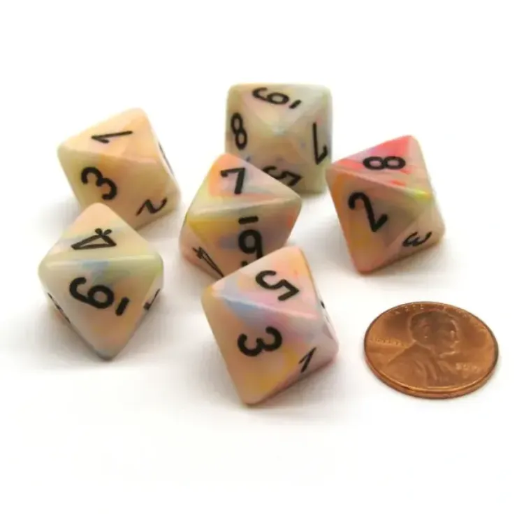 Dice>Festive 15mm 8 Sided D8 Chessex Dice, 6 Pieces - Circus with Black - Your Source for Gaming Essentials