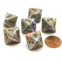 Dice>Festive 15mm 8 Sided D8 Chessex Dice, 6 Pieces - Vibrant with Brown - Your Source for Gaming Essentials