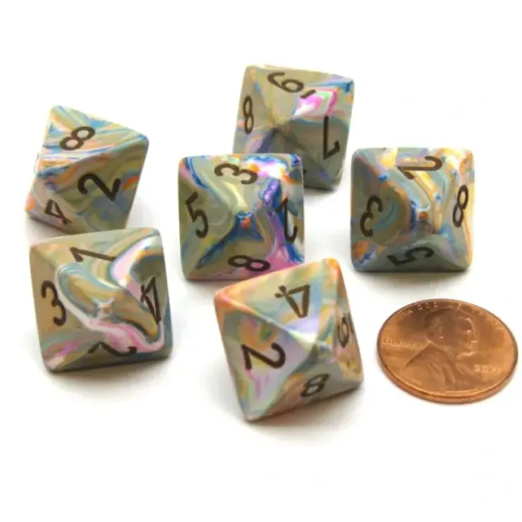 Dice>Festive 15mm 8 Sided D8 Chessex Dice, 6 Pieces - Vibrant with Brown - Your Source for Gaming Essentials