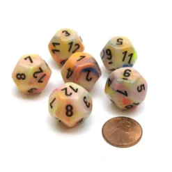 Dice>Festive 18mm 12 Sided D12 Chessex Dice, 6 Pieces - Circus with Black - Your Source for Gaming Essentials