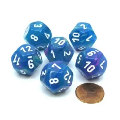 Dice>Festive 18mm 12 Sided D12 Chessex Dice, 6 Pieces - Waterlily with White Numbers - Your Source for Gaming Essentials