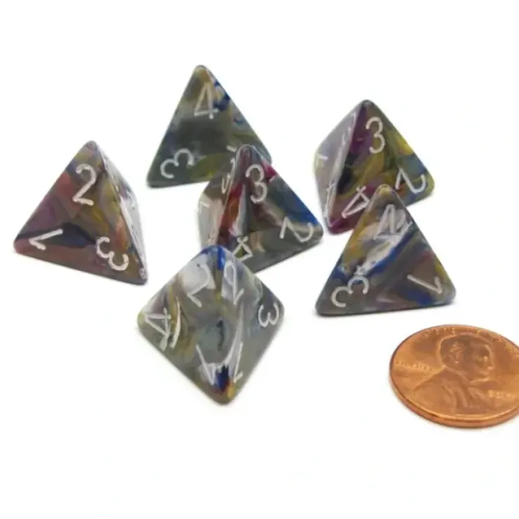 Dice>Festive 18mm 4 Sided D4 Chessex Dice, 6 Pieces - Carousel with White - Your Source for Gaming Essentials