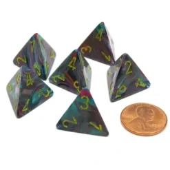Dice>Festive 18mm 4 Sided D4 Chessex Dice, 6 Pieces - Mosaic with Yellow - Your Source for Gaming Essentials
