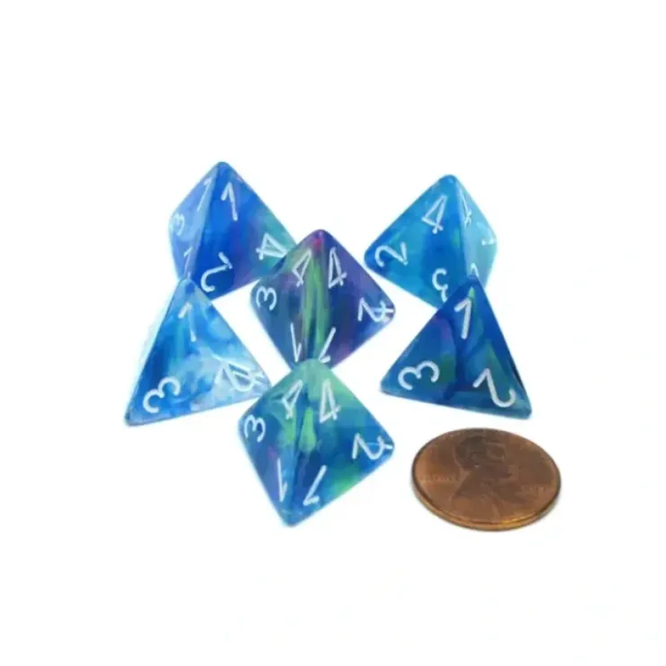 Dice>Festive 18mm 4 Sided D4 Chessex Dice, 6 Pieces - Waterlily with White Numbers - Your Source for Gaming Essentials