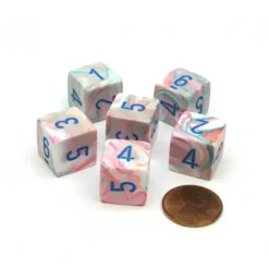 Dice>Festive 15mm 6-Sided D6 Numbered Chessex Dice, 6 Pieces - Pop Art with Blue - Your Source for Gaming Essentials