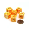 Dice>Festive 15mm 6-Sided D6 Numbered Chessex Dice, 6 Pieces - Sunburst with Red - Your Source for Gaming Essentials