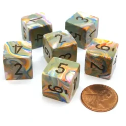 Dice>Festive 15mm 6-Sided D6 Numbered Chessex Dice, 6 Pieces - Vibrant with Brown - Your Source for Gaming Essentials