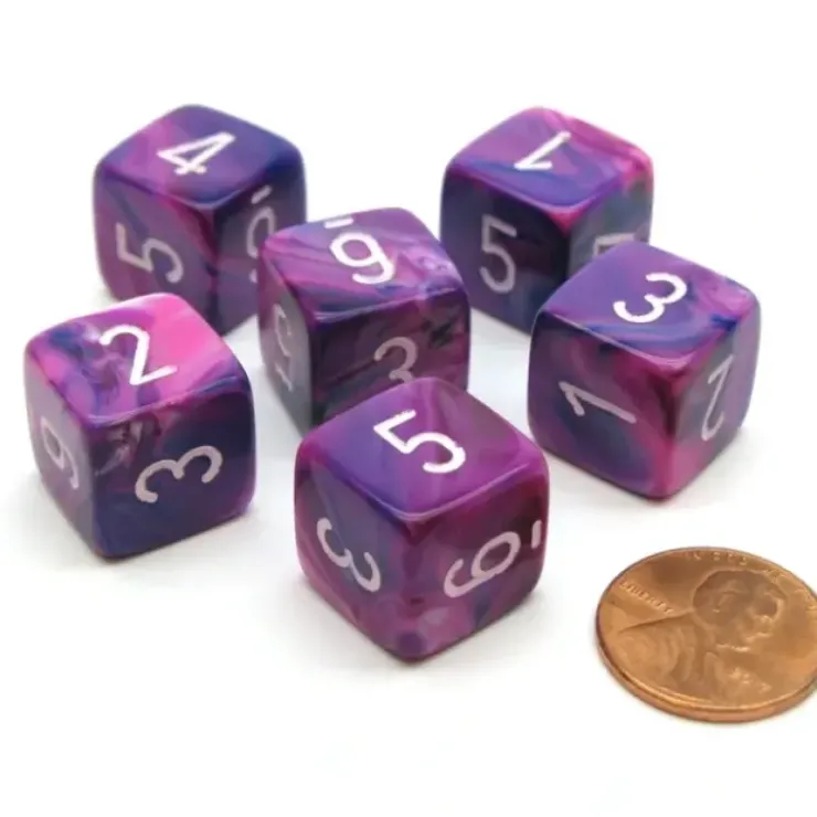 Dice>Festive 15mm 6-Sided D6 Numbered Chessex Dice, 6 Pieces - Violet with White - Your Source for Gaming Essentials