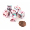 Dice>Festive 15mm 6-Sided D6 Numbered Dice, 6 Pieces - Pop Art with Red Numbers - Your Source for Gaming Essentials