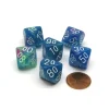 Dice>Festive 16mm Tens D10 (00-90) Chessex Dice, 6 Pieces - Waterlily with White - Your Source for Gaming Essentials