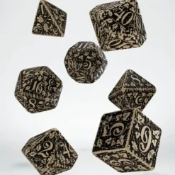 Dice>Forest Dice Set 3D Beige/Black (7) - Your Source for Gaming Essentials