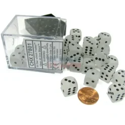 Dice>Frosted 12mm D6 Chessex Dice Block (36 Dice) - Clear with Black Pips - Your Source for Gaming Essentials