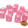 Dice>Frosted 16mm D6 Chessex Dice Block (12 Dice) - Pink with White Pips - Your Source for Gaming Essentials