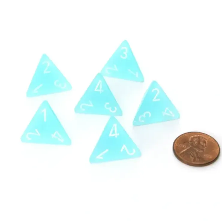 Dice>Frosted 18mm 4 Sided D4 Chessex Dice, 6 Pieces - Teal with White - Your Source for Gaming Essentials