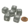Dice>Frosted 15mm 6 Sided D6 Chessex Dice, 6 Pieces - Smoke with White Numbers - Your Source for Gaming Essentials