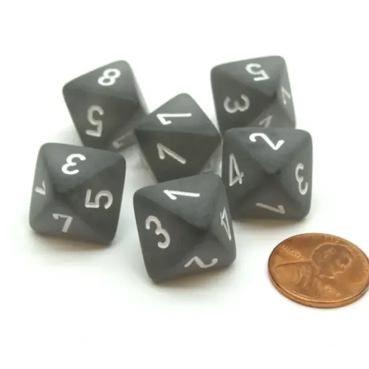Dice>Frosted 15mm 8 Sided D8 Chessex Dice, 6 Pieces - Smoke with White - Your Source for Gaming Essentials