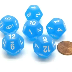Dice>Frosted 18mm 12 Sided D12 Chessex Dice, 6 Pieces - Caribbean Blue with White - Your Source for Gaming Essentials