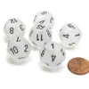 Dice>Frosted 18mm 12 Sided D12 Chessex Dice, 6 Pieces - Clear with Black - Your Source for Gaming Essentials