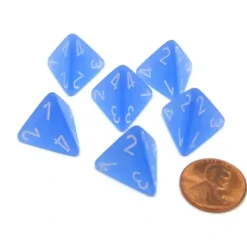 Dice>Frosted 18mm 4 Sided D4 Chessex Dice, 6 Pieces - Blue with White - Your Source for Gaming Essentials