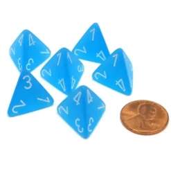 Dice>Frosted 18mm 4 Sided D4 Chessex Dice, 6 Pieces - Caribbean Blue with White - Your Source for Gaming Essentials