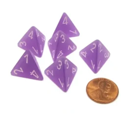Dice>Frosted 18mm 4 Sided D4 Chessex Dice, 6 Pieces - Purple with White - Your Source for Gaming Essentials