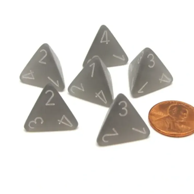 Dice>Frosted 18mm 4 Sided D4 Chessex Dice, 6 Pieces - Smoke with White - Your Source for Gaming Essentials