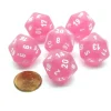 Dice>Frosted 20 Sided D20 Chessex Dice, 6 Pieces - Pink with White Numbers - Your Source for Gaming Essentials
