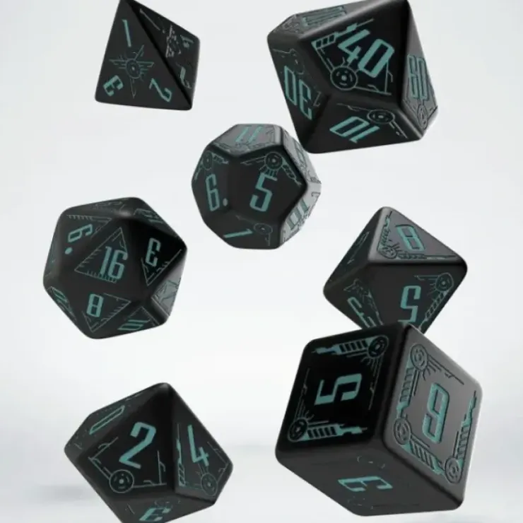 Dice>Galactic: Black/Blue Dice Set (7) - Your Source for Gaming Essentials